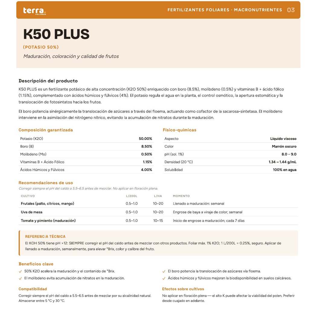Ficha técnica de K50 PLUS